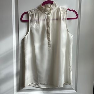 JCrew sleeveless cream silk dress shirt size 2